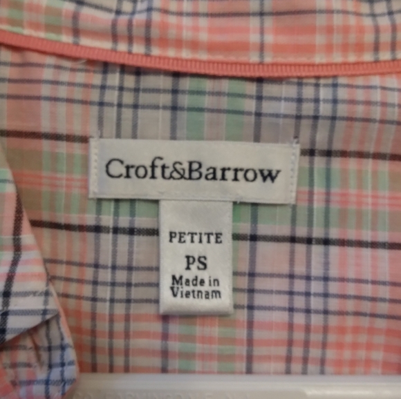 Croft & Barrow Pink Plaid Button Down Small Petite NWT - Picture 10 of 10